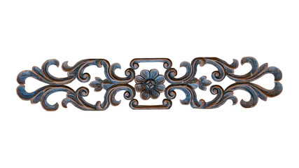 Brown frame carve flower on white background