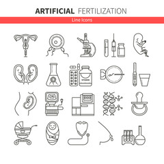 Artificial insemination icons line