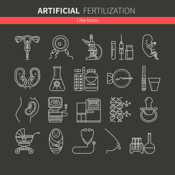Artificial insemination icons flat