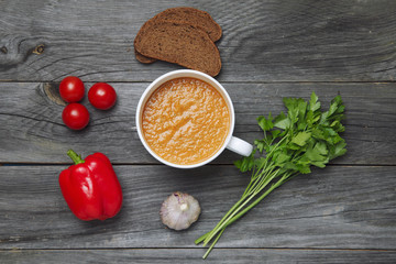 fresh gazpacho in a bowl
