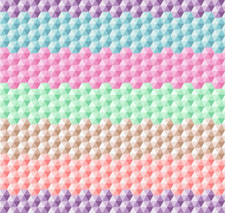 Pastel colors hexagons with three dimensional effect