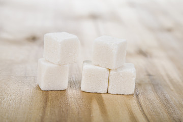 Pieces of sugar on a table