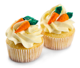 Easter cupcakes on white background