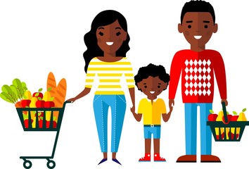 Shopping concept with african american family buyer.