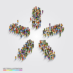Large group of people in modern star shape.