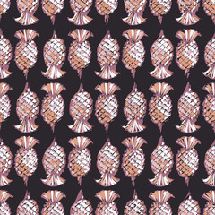 Ethnic boho seamless pattern with pineapples. Print. Repeating background. Cloth design, wallpaper.
