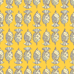 Ethnic boho seamless pattern with pineapples. Print. Repeating background. Cloth design, wallpaper.