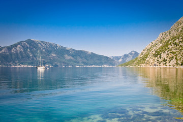 Fototapeta na wymiar Kotor bay, Montenegro, Adriatic sea. Village Orahovac