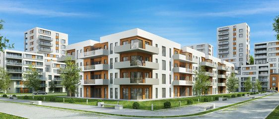 Modern residential building and street - 112280116