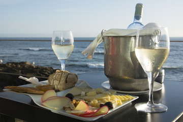 Wine and Cheese by the Atlantic Ocean