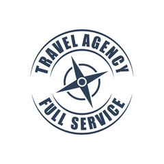 Travel agency round logo, wind rose silhouette
