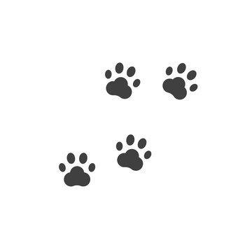 Paw prints vector, dog paw footprint isolated on white background