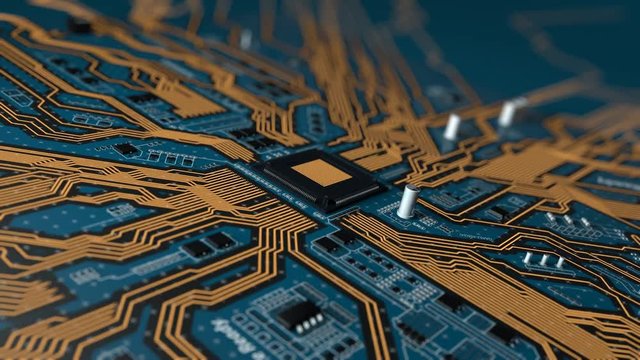 Circuit board motion graphics. High Technology 3d animation. 