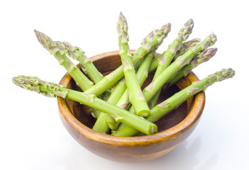 whole green asparagus tips in bowl