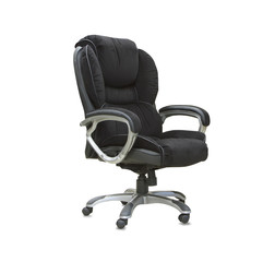 The office chair from black velours Isolated