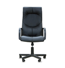 Modern office chair from black leather isolated over white