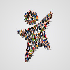 Large group of people in the happy man shape.