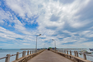 Obraz premium Long Bridge was extending into the sea.