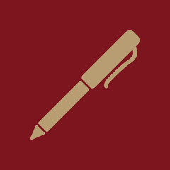 The pen and ballpoint icon. Writing symbol. Flat