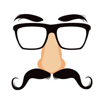 Comedy fake nose mustache, eyebrows, glasses icon 14617913 Vector