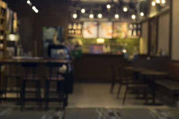Blur coffee cafe shop restaurant with bokeh background..