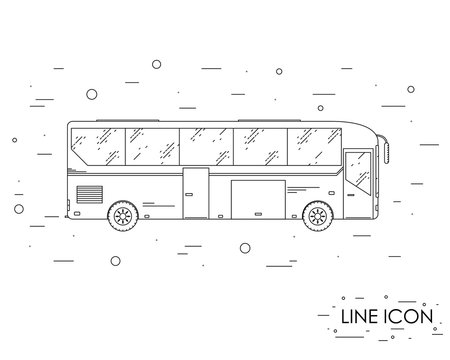 Tourist bus. Linear style. Icon tourism bus.
