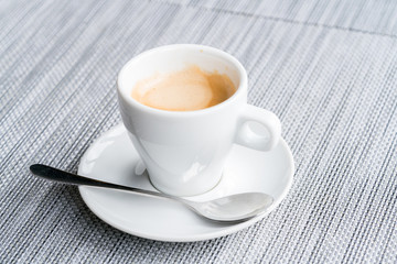 Hot coffee on the table 
