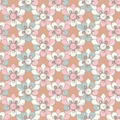 Ethnic boho seamless pattern with decorative flowers. Print. Cloth design, wallpaper.