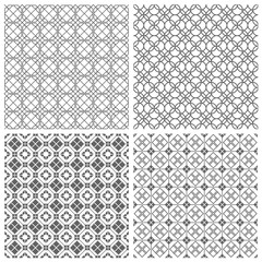 Fototapeta premium Four geometric monochrome seamless tile patterns