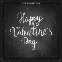 Hand drawn chalk lettering - Valentines Day - on chalkboard. Hand painted vector illustration. Design by flyer, banner, poster, printing, mailing, postcard