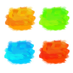 Set watercolor colorful paint stains isolated
