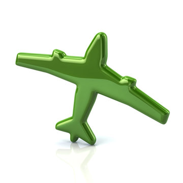 3d illustration of green plane icon