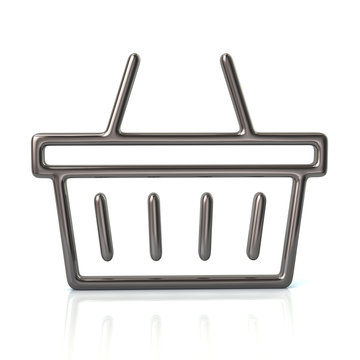 3d illustration of silver shopping basket icon