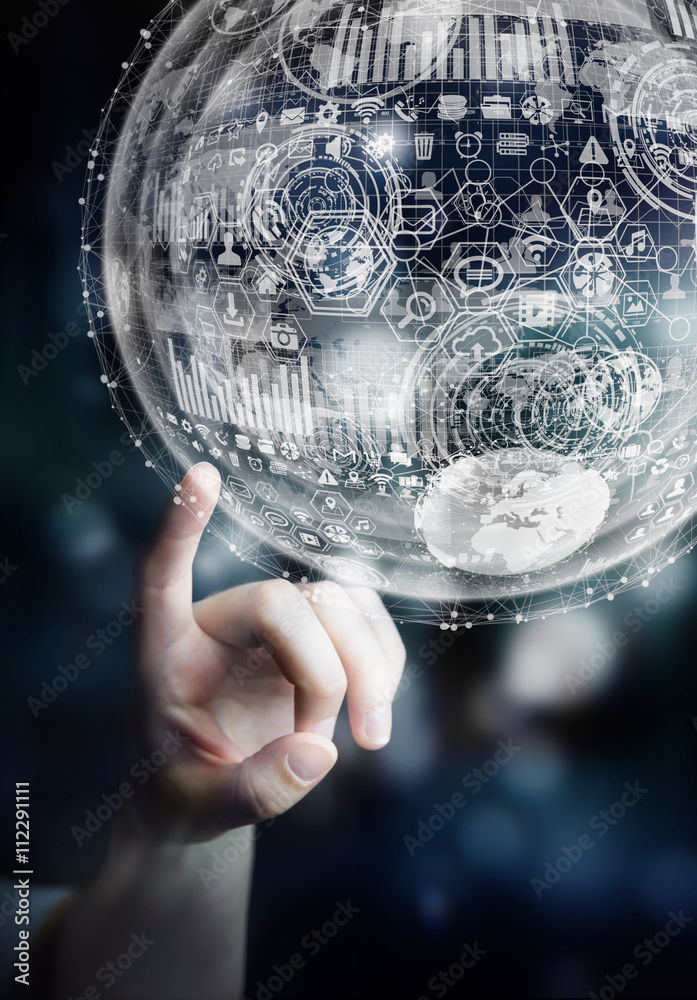 Canvas Prints businesswoman using digital graph interface