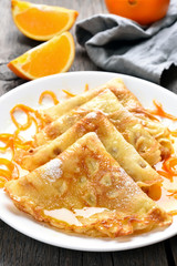 Pancakes with orange syrup