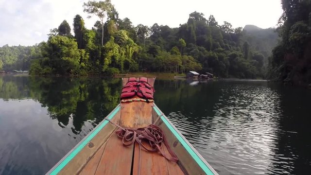 View From the Boat on the Reserve and Lake of Khao Sok in Thailand