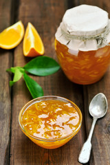 Orange jam in bowl