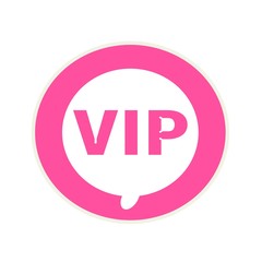 VIP pink wording on Circular white speech bubble