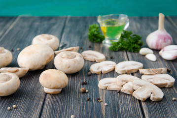 White mushrooms champignons