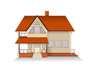 Vector illustration of detailed suburban family house with mansard.