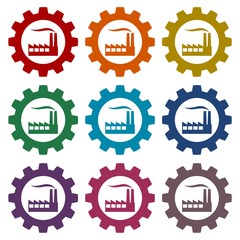 Factory (gear) vector icons set 