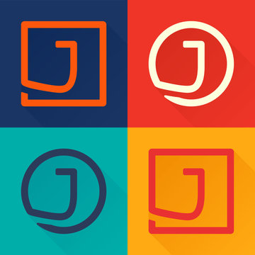 J letter flat logo in circle and square.
