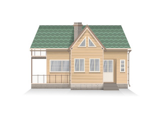 Vector illustration of detailed suburban family house with mansard.