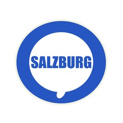 SALZBURG blue wording on Circular white speech bubble