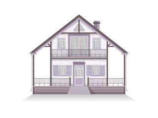 Vector illustration of detailed suburban family house with mansard.