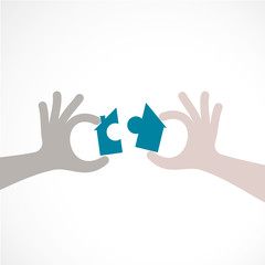 maison et pièce de puzzle,vecteur concept