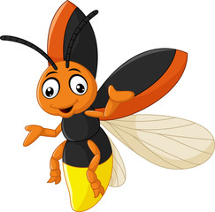 Cute firefly cartoon waving
