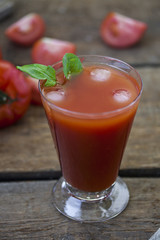 Glass of tomato smoothie or juice