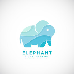 Tiny Elephant Abstract Vector Logo Template, Sign or Icon. Creative Stylisation.