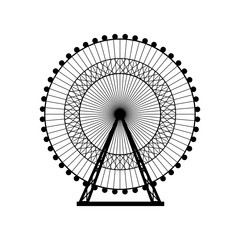 Ferris wheel silhouette, circle. Carnival. Funfair background.Carousel, motion. Vector illustration.